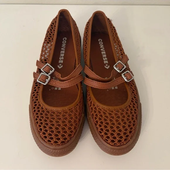 Converse Brown Mesh Double-Buckle Mary Jane Shoes - Picture 2 of 3